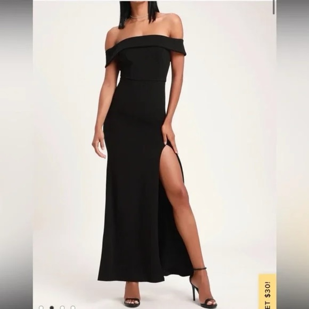 Lulus Black Aveline Off the Shoulder Long Maxi Dress